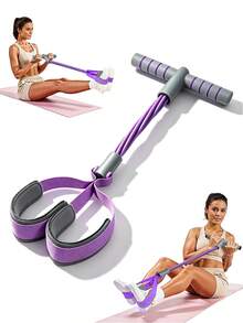 New Contrast Color Foot Resistance Band, 6-Tube Yoga Auxiliary Rope, Sit-Up Training Leg Stretching Band, Yoga Mat Hand Resistance Band Elastic Rope, Suitable For Abdominal And Arm Fitness, Applicable To Various Occasions, Super Convenient To Use Anytime And Anywhere - Multicolor - View 4
