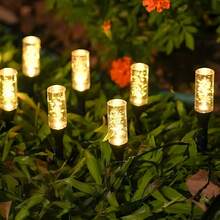 Vintage Cracked Glass Solar Stake Lights, Romantic Warm Light Pathway String Lights, Waterproof Fairy Style Outdoor Decoration, Suitable For Garden Walkway, Flower Courtyard Night Scene - Black - View 4