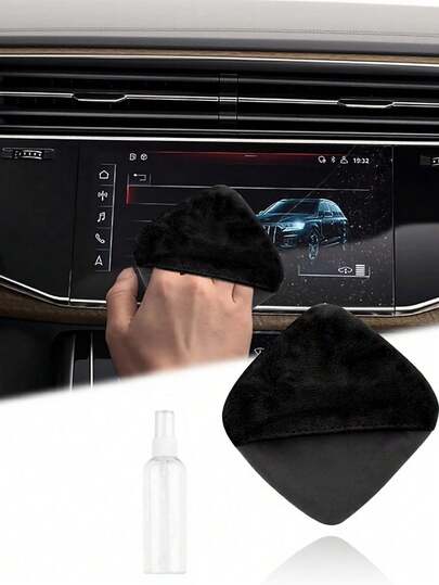 Car Screen Cleaning Kit, Includes Portable Spray Bottle, Ultra-Fine Microfiber Cleaning Cloth, Multi-Function Ultra-Fine Microfiber Wiping Cloth, Suitable For Car Touchscreens, Dashboards, Phones, Tablets, Laptops, Monitors, Ideal For Drivers, Office Workers, Travelers And Car Interior Care, Also Suitable For Home Screen Cleaning Supplies