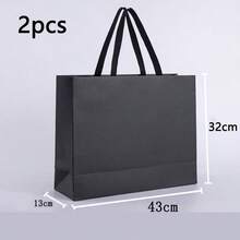 1pc Black Premium Kraft Paper Bag, Suitable For Wedding, Christmas Party, Candy, Food, Cookie Packaging, Also Suitable For Fashion Clothing, Gift Packaging - Gift Wrapping Bags - View 18