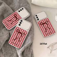 Süße rosa karierte Schleifenmuster handgefertigte Leder-Handyhülle mit Sprühbemalung, kompatibel mit GalaxyS26 S25 S24Ultra S24Plus S24FE S23 S22 A55 A54 A53 A52 A50 A30 A42 A35 A34 A33 A25 A24 A20 A30 A15 A17, Smart 8/ Hot 40i/ Spark 20/ Spark 20C/ Spark Go 2024/ G84, Honor 200 400 600 X5B X5C X6A X6B X6C X8A X8B X8C X8D X9A X9B X9C X9D, P30 P30 PRO mit faltbarem Spiegelständer - Silber - Übersicht 8