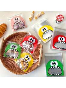 100 Pcs Candy Storage Bags, Cartoon Pattern Random Color Packaging Bags Wedding Party Gift Bags School Supplies Food Bags Food Boxes For Candy Chocolate Biscuits - Multicolor - View 4