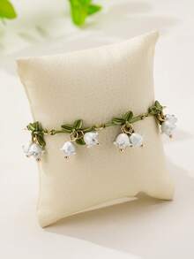 Fresh & Cute Forest Style Ethereal White Lily Of The Valley Pearl Chain Bracelet, High-End Women's Jewelry - Multicolor - View 5