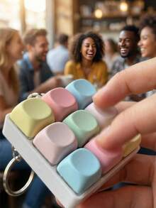 1pc Creative 4-Key Keyboard Keychain, Colorful Crisp Button Desktop Toy, Stress Relief Toy Keychain, Helps Relieve Stress And Anxiety, Suitable As Backpack Pendant And Keychain Accessory. Unique Birthday, Holiday And Christmas Gift. - Multicolor - View 11