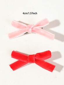 20pcs Girls Multi-Color Velvet Fabric Bow Ribbon Hair Clips, Versatile Bangs Back Side Hair Clips, Hair Accessories For Daily Use - Multicolor - View 6