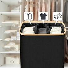 160L Double-Layer Laundry Basket With Lid, Includes 3 Laundry Bags, Large Capacity Covered Dirty Clothes Basket, Removable Lingerie Bag, Foldable Space-Saving Laundry Storage Basket - Multicolor - View 7