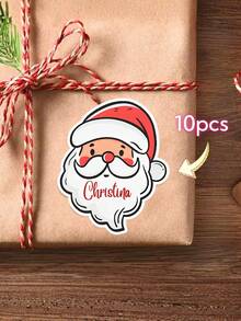 1/10/25/50/100pcs Customized Santa Claus Name Stickers, Personalized Christmas Gift Labels, Christmas Stickers, Customized Name Labels For Christmas, Used For Christmas Gift Packaging Decoration, Christmas Decoration, Personalized Gift Stickers Labels, Suitable For Friends And Family - Multi-color-name - View 9