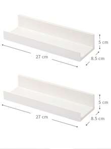 1/2pcs No-Drill Wall Mounted Storage Shelf, Nursery Room Wall Storage Rack, Wall Shelf - White - View 9