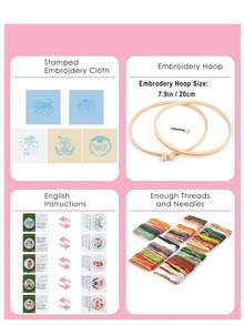 Adult Christmas Embroidery Set, 1 Set Of DIY Embroidery Starter Kit, Including Printed Patterns, Embroidery Hoops, Tools, Colored Threads And Needles, With Usage Instructions (Santa Claus/Snowman/Wreath/Christmas Socks/Christmas Tree/Bell Style) - A - View 5