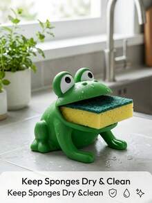 1/2pcs Cute Frog Soap Dish Soap Holder Cute Cartoon Animal Soap Rack And Sponge Storage Rack Space-Saving Bathroom Kitchen Sink Soap And Cleaning Sponge Storage Rack Home Decor Daily Use Bathroom Accessories Autumn Home Decor Christmas - Multiple Styles - View 9