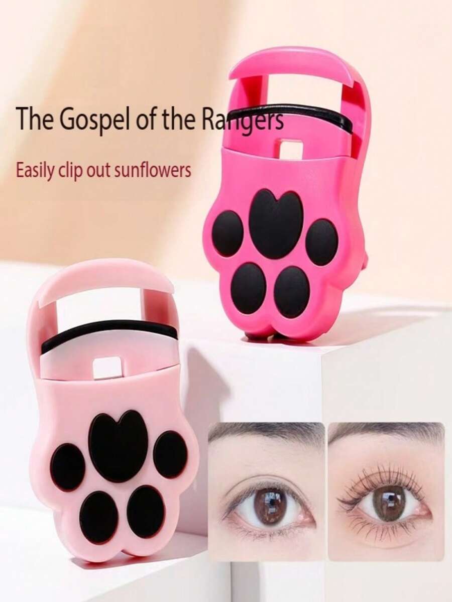 1pc Xixi Mini Cat Paw Eyelash Curler, Natural Curl, Compact & Portable, Easy For Beginners, Shaping, Student-Friendly, Affordable - Multicolor - View 1