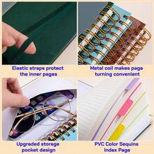 1pc,A5 Leather Spiral Notebook, Minimalist Business Style, Premium Leather Cover Wear-Resistant And Stain-Resistant, Built-In Colorful Divider Pages For Easy Classification, Spiral Binding Allows Flat Lay Writing, Smooth Ink Flow Without Bleeding, Suitable For Student Classroom Notes, Business Office And Daily Memo. - Multi-color - View 2
