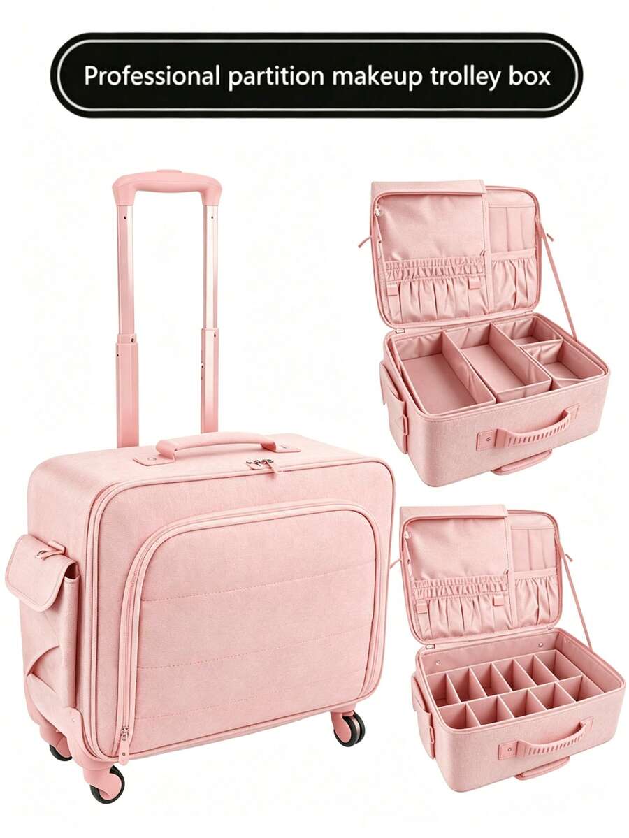 Professional Large Capacity Rolling Makeup Case, Eyelash Extension, Nail Art, Beauty Supplies Storage Box - Multicolor - View 1