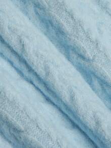 Aflion Women Fall Light Blue Cable Knit Sweater, Round Neck Long Sleeve Cropped Pullover For Daily, Date & Street Wear - Baby Blue - View 4