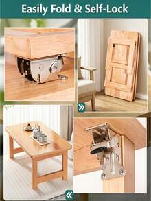 4pcs/Set Heavy Duty Folding Hinge Brackets With Locking Mechanism And 0-90° Adjustable Extension, Table Leg Support, Foldable Self-Locking, Suitable For Tables, Chairs, Bed Legs, Screw Installation - A - View 6