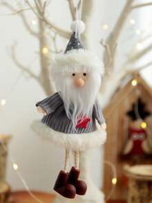 1pc Christmas Tree Hanging Ornament, Knitted Fabric Christmas Pendant, Snowman Reindeer Santa Claus Design, Holiday Home Wall And Christmas Tree Decoration, Winter Party Decor - A - View 10