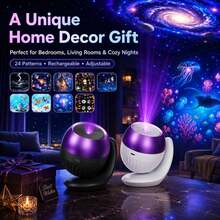 24-In-1 Star Projector Night Light With Timer - Interchangeable Film Discs, 24 Themes (Space, Ocean, Animals), 60/90Min Auto Off, USB Powered For Bedroom, Home Decor, Gift - Multi-color light - View 8