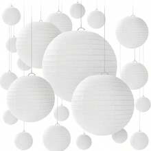 20pcs White Paper Lanterns, Decorative, Wedding Party Decoration, Hanging Round Paper Lanterns, Suitable For Birthday, Wedding, Christmas, Bridal, Home Decor, Party Decoration - A - View 2
