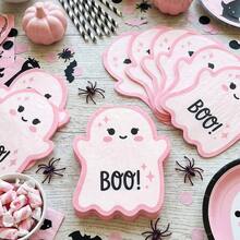 20/40/60pcs Cartoon Pink Ghost Shaped Paper Napkins, Disposable Asymmetrical Tabletop Decor Napkins, Birthday Halloween Party Atmosphere Decoration - Multicolor - View 11