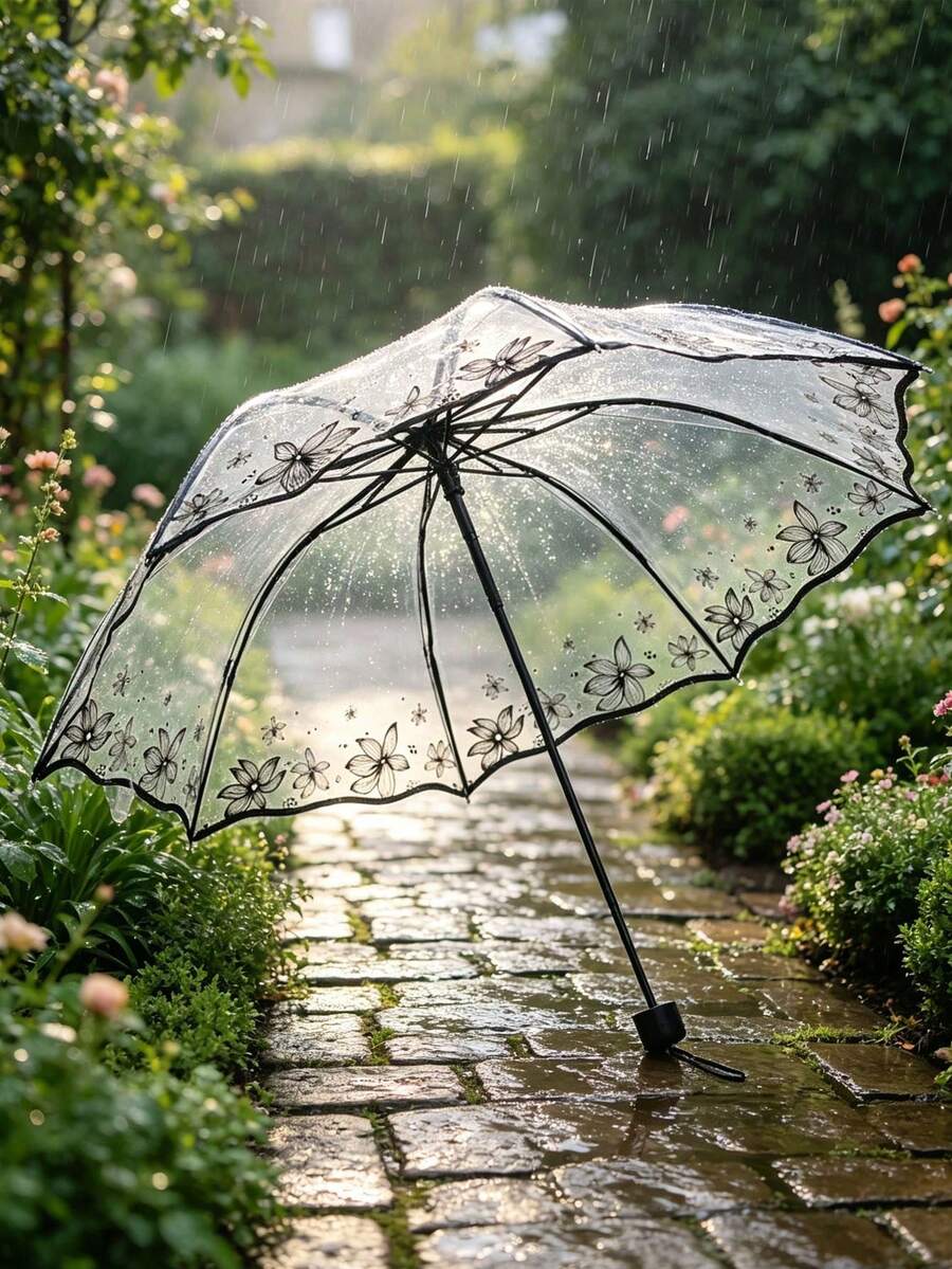 Minimalist Transparent Manual Folding Umbrella, Lightweight And Easy To Store, Convenient For Carrying. Suitable For Outdoor Activities, Travel, And Daily Rainy Days, With A Transparent And Simple Appearance. - Manual Umbrella - View 1