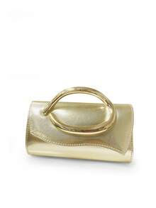 1件 OpulAura 女款優雅黑色天鵝絨手提包，奢華天鵝絨晚宴包，適合正式禮服、婚禮、生日派對和畢業典禮 - 金色 - 查看 4