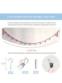 1 Set Multi-Function Plush Doll Storage Hanging Rope Set, Plush Doll Display Chain With 20 Clips And 2 Hooks, Space-Saving Closet Plush Doll Storage Hanging Organizer, Suitable For Plush Doll Collection And Organization - Multicolor - View 10