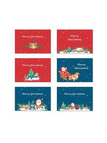 6 Pieces/Package Vintage Christmas Holiday Card Set, 6 Different Design Festive Invitation Cards, Party Gift Decorations, Anniversary Gifts, Comes With Envelopes And Stickers - Sets - View 15