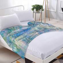 1PC Blanket Available In Multiple Sizes Impressionistic Pastel Water Gentle Dreamy Hues. All-Scenario Blanket, Niche Holiday Home Item. - Multicolor - View 6