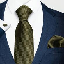 AlanKing Solid Color Men's Tie, Pocket Square And Cufflinks 3-Piece Set, The First Choice For Formal Business, Wedding And Banquet Suit Matching - Multicolor - View 1