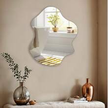 1pc Asymmetrical Black Wall Mirror - Asymmetrical Modern Vanity Mirror, Suitable For Bedroom, Entryway Or Living Room - Wall Decor - Multicolor - View 9