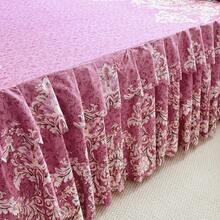 3pcs New Printed Ruffle Bed Skirt Set (Bed Skirt*1, Pillowcase*2, Pillow Insert Not Included) Bed Skirt Bed Cover Bed Sheet Mattress Protector Double Layer Ruffle Decor Cozy Room, Hot Selling Machine Washable, Multiple Sizes Available, All Season Use, Holiday Gift, Christmas Gift, Made In China - Rose Red - View 7