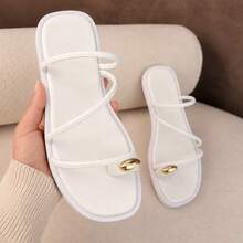 Sandália Rasteirinha Feminina Flatform Meia Lua Luxo Chic Sofisticada Ultra Leve Verão - Branco - Visão 1