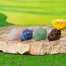 1pc Natural Crystal Dragon Head Carving, Hand-Carved Raw Stone Animal Ornament, Home Decor Collectible, Unique Holiday Gift, Suitable For Collectors - Multicolor - View 5