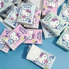 Sanrio 9/18 Small Pack/Set Exquisite Handkerchief Tissues, Cute Hello Kitty Printed Chiffon Paper, Portable Cartoon Pattern Facial Tissues, Suitable For Work, Spring/Summer Vacation, Graduation Season, Travel Accessories, Birthday Gifts, Weddings, Restaurants, Back To School, Graduation Season, Holiday Parties And Other Occasions - Cartoon - View 5