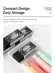 2/1pc Black Minimalist Eraser, Dirt-Resistant, Low Crumble, Clean Erasing Without Residue, Student Exam Stationery,Simple And Practical Eraser - Multicolor - View 4