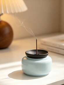 Light Blue Ceramic Incense Burner, Creative Incense Holder Base, New Incense Stick Holder, Multi-Functional Fragrance Decor, Suitable For Home And Hotel, Blue Helps Expand Business, Increase Career Development, Calm Irritation And Anxiety - WUZUN Incense Holder - View 2