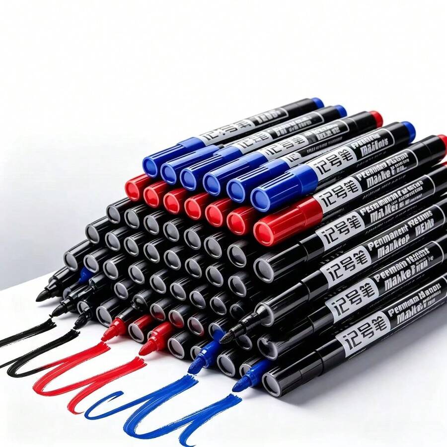 Permanent Markers, Waterproof Quick Dry Marker Pens For Office School Marking Supplies - Round - View 1