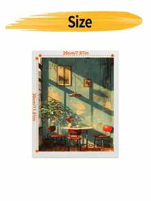 DIY Vintage Cafe Interior With Warm Sunlight (Frameless 8x12 / 16x20 Inches) Paint By Numbers Kit (Acrylic) Arts & Crafts For Adult Beginners, Home Wall Decor, And Creative Holiday Gifts - Sets - View 9