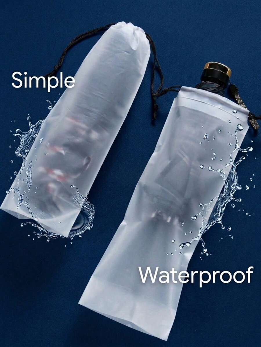 5/1pc Semi-Transparent Umbrella Storage Bag, Portable Drawstring Umbrella Bag, Reusable, Waterproof & Dustproof, Lightweight & Foldable, Thickened Design, Suitable For Outdoor, School, Office, Home, Beach, Travel, Camping