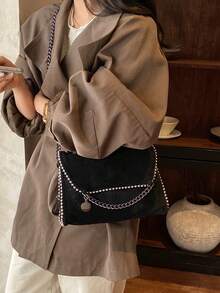 Women's Fashion New Solid Color Rivet Mini Shoulder Crossbody Bag Niche Design Wallet - Black - View 3