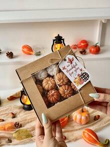 Mini Pumpkin Candles 4/9/16pcs Set, Autumn Thanksgiving Gift Set, Autumn Tabletop Decor, Halloween Party Favors, Home Decoration - Multicolor - View 8