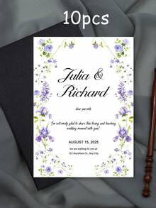 1/10/50pcs Customized Floral Wedding Invitations, Personalized Wedding Invitation Cards, White Envelope Packaging, Wedding Supplies - Multi-color-paper - View 44