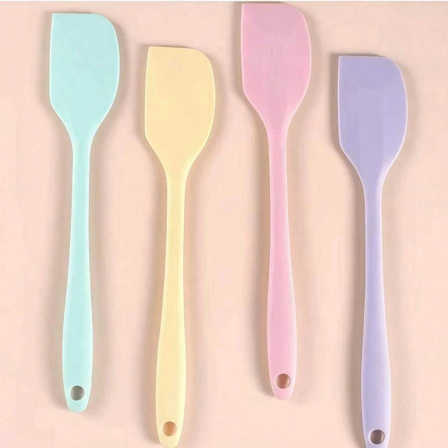 4pcs Silicone Spatula Set, Cake Making, Cooking, Baking Batter Scraper Stirring Spatula, Suitable For Home Baking Enthusiasts, Kitchen Utensils Baking Tools, Heat Resistant One-Piece Seamless Multicolor, Applicable For Christmas, Thanksgiving, Holiday Parties - View 1