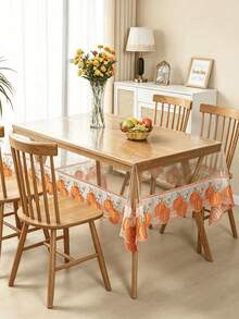 HXARTMIS 1PC Halloween Pumpkin & Maple Leaf PVC Transparent Tablecloth, Suitable For Kitchen Dining Table Decor, Halloween Decoration, Autumn Home Decor, Daily Home Decor, Transparent Rectangular Tablecloth - Multicolor - View 2