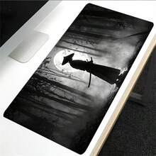1 Swordsman Large Gaming Mouse Pad, Black Silhouette Extended Desk Mat, Office Desk Accessory Non-Slip Stitched Edge Computer Pad, Rubber Base Laptop Keyboard Pad, Durable Spill-Proof For Home Office Gaming - View 4