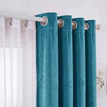 FLYINGCURTAINS 2 In 1 Composite Curtain Set, Grommet Top Velvet Blackout Curtain With Sheer Voile, Double Layer Window Drapes, Light Filtering & Shading Curtains For Bedroom Living Room, Multiple Colors - Mint Blue - View 4