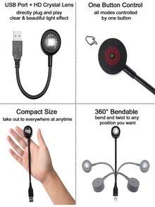 7-Color Adjustable LED Sunset Lamp USB Plug & Play 360° Rotatable Sunset Atmosphere Light Sunset Glow Light Suitable For Walls, Ceilings, Feature Walls, Mini Portable, Perfect For Festivals, Parties And Gatherings - Black - View 7