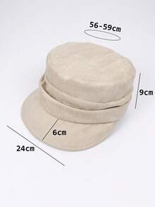 Women Faux Suede Newsboy Cap, Pleated Face-Slimming Hat, Adjustable Maillard Style, Fall Winter Essential - Solid Color Flat Top Newsboy Cap - View 11