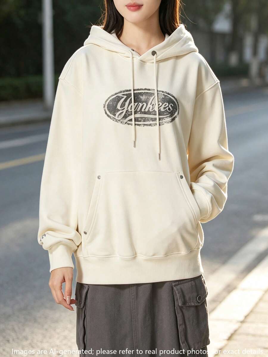 MLB Unisex Sports Sweatshirt, 26-Year Vintage Distressed Print Pullover, 3AHDM0654-50CRS - Cream White - View 1
