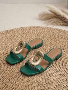Women Flat Sandals - Green - View 3